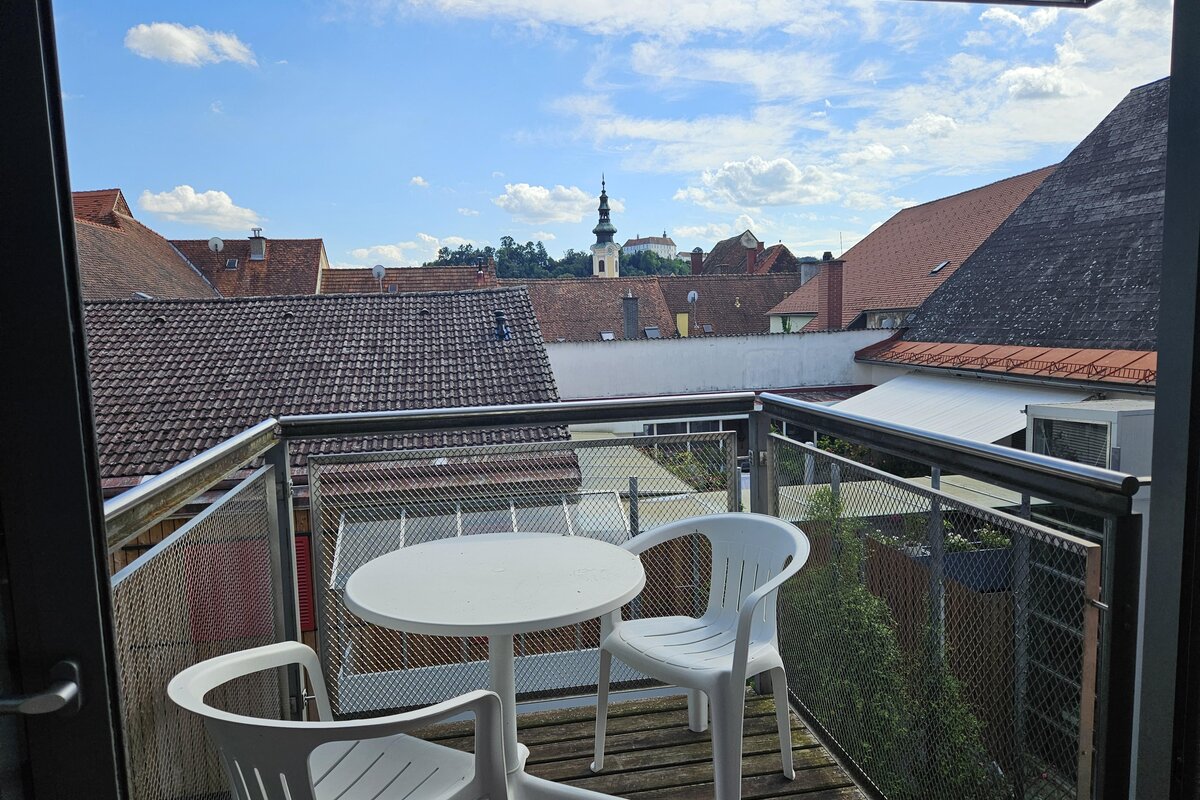 Balkon mit Blick auf die Altstadt von Bad Radkersburg