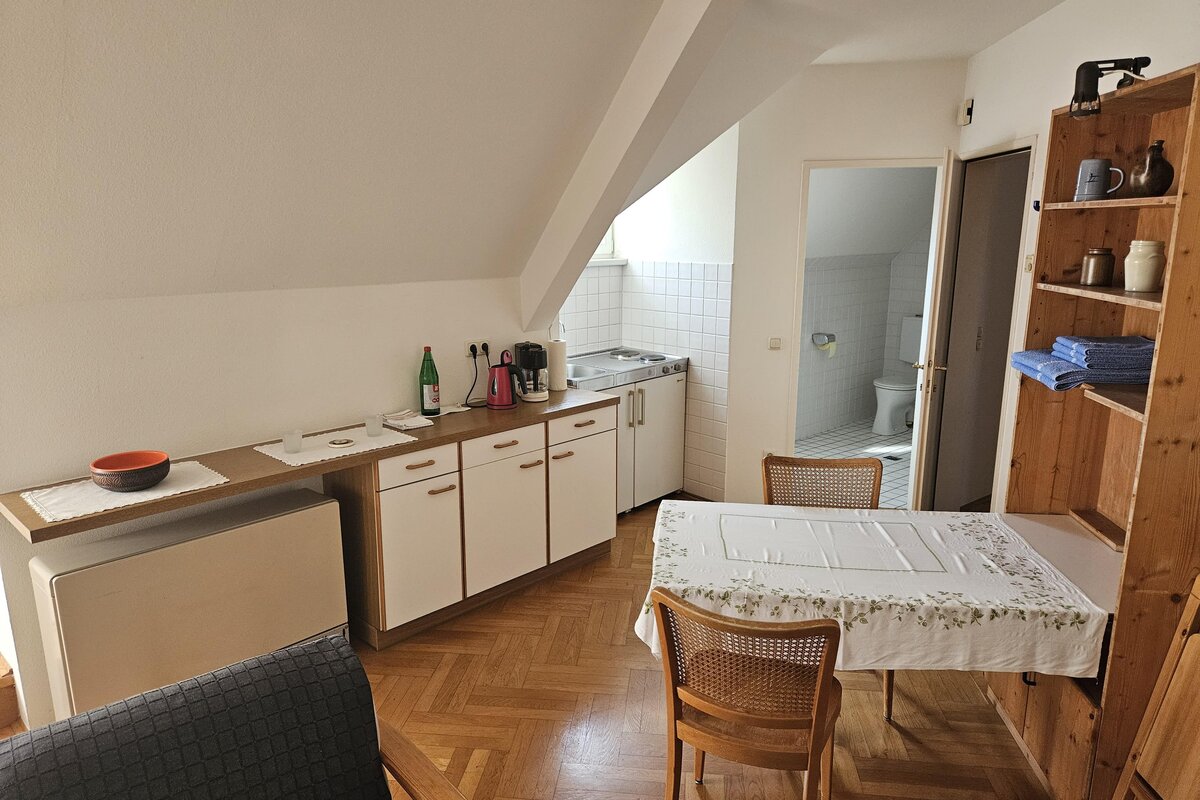Weiterer Blick in die Wohnküche des Appartements Typ C im Provianthaus